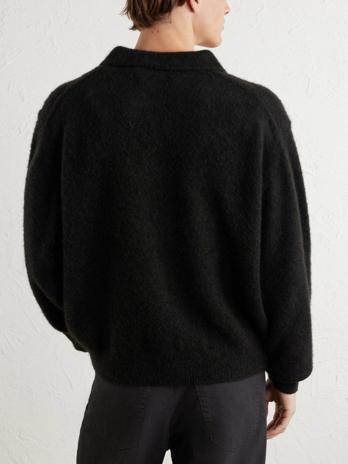 A.PRESSE - Brushed Cashmere Polo Sweater - Black