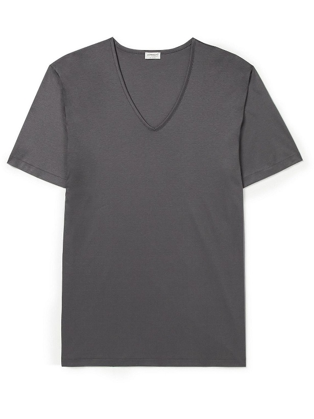 Photo: Zimmerli - Slim-Fit Sea Island Cotton-Jersey T-Shirt - Gray