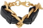 Balmain Golf & Black 1945 Soft Chain Leather Bracelet