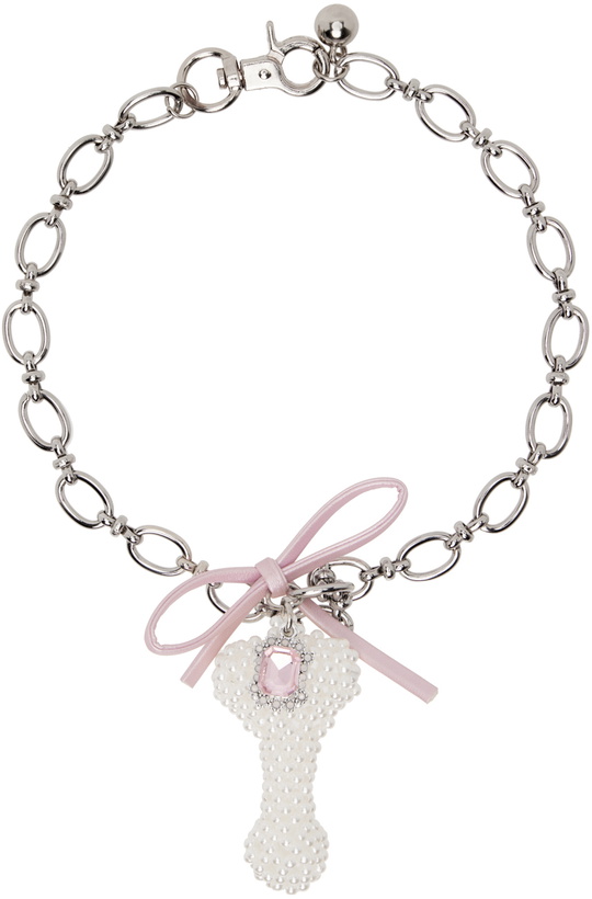 Nodress Silver Beaded Bow Necklace Nodress