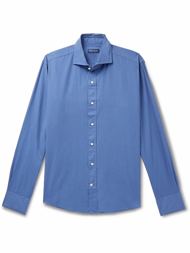 Photo: Peter Millar - Sojourn Cutaway-Collar Garment-Dyed Cotton-Twill Shirt - Blue