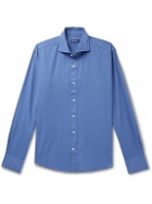 Peter Millar - Sojourn Cutaway-Collar Garment-Dyed Cotton-Twill Shirt - Blue