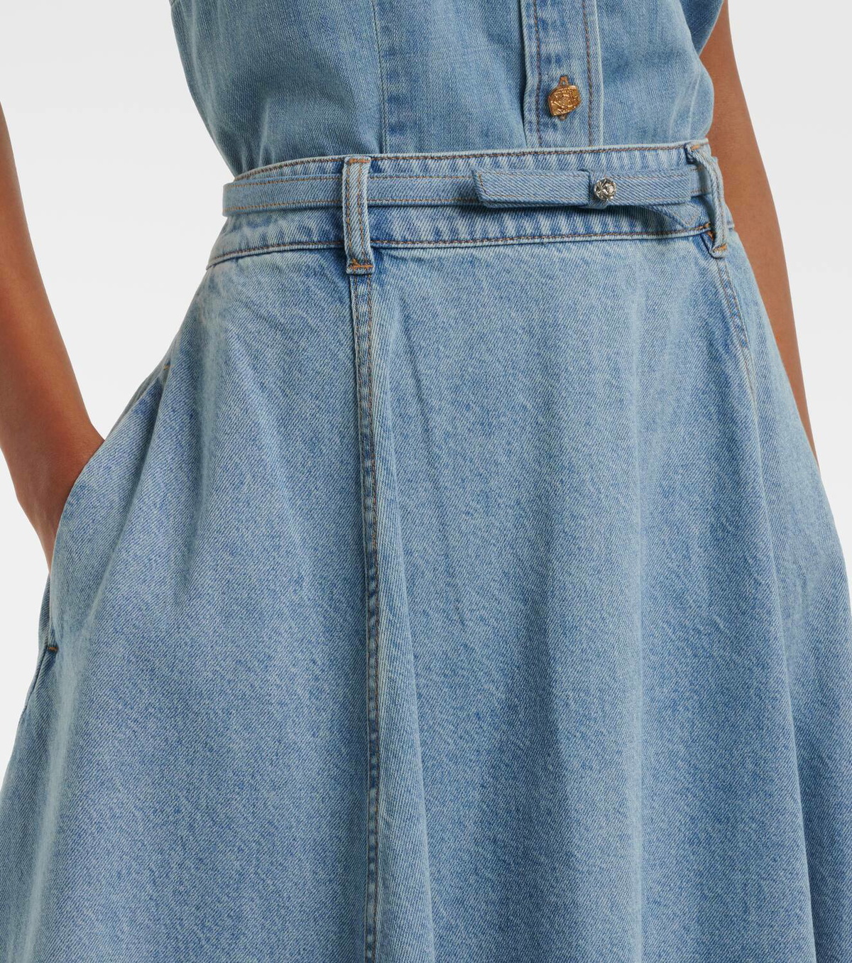 Zimmermann Crush Denim Frill Mini Skirt Skirts 600060268nvy