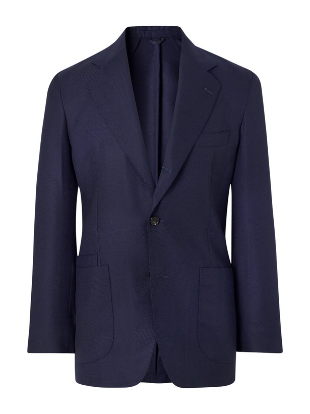 Photo: Drake's - Virgin Wool Canvas Blazer - Blue