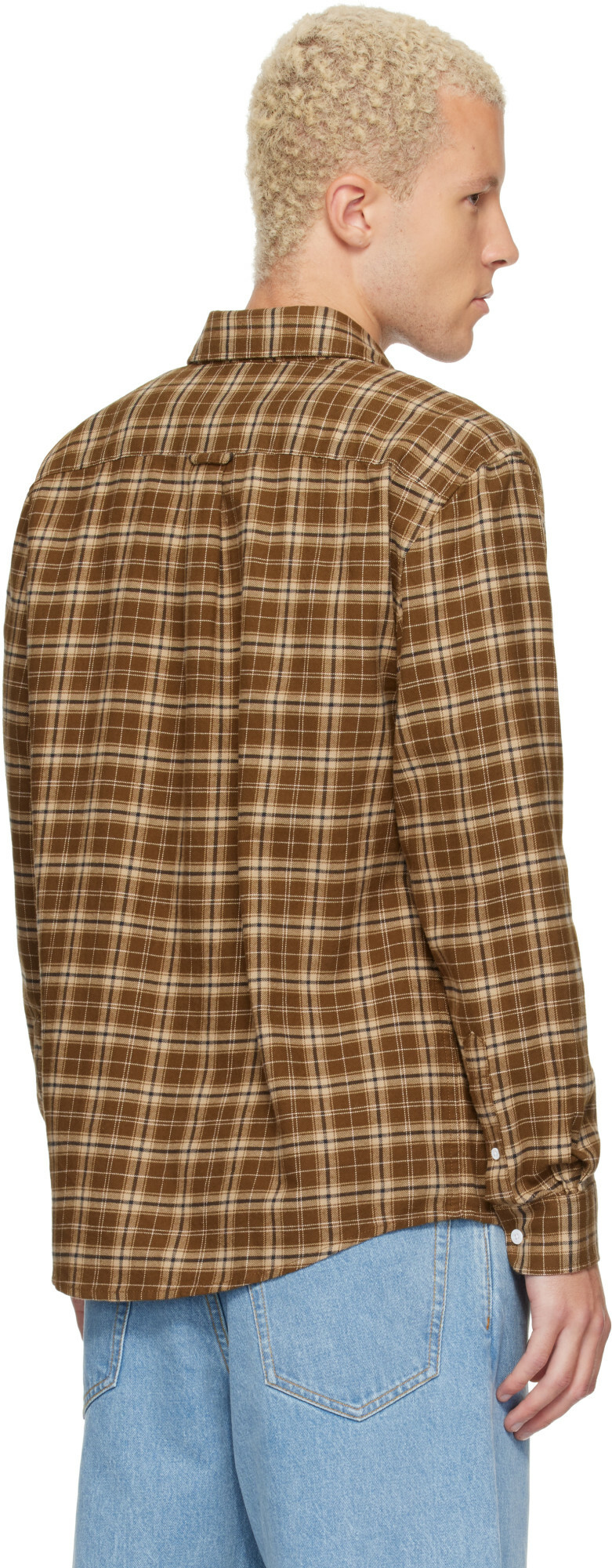 Lacoste Brown Regular Fit Plaid Flannel Shirt