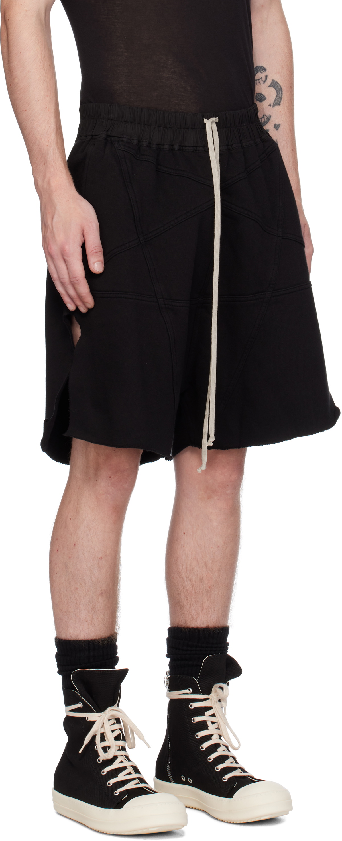 RICK OWENS Porterville 刺繍 ショートパンツ Rick Owens Porterville Boxer Short in Black & Pearl | FWRD