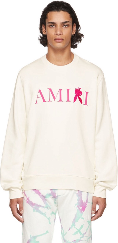 Photo: AMIRI White Playboy Edition Reverse Bunny Sweatshirt