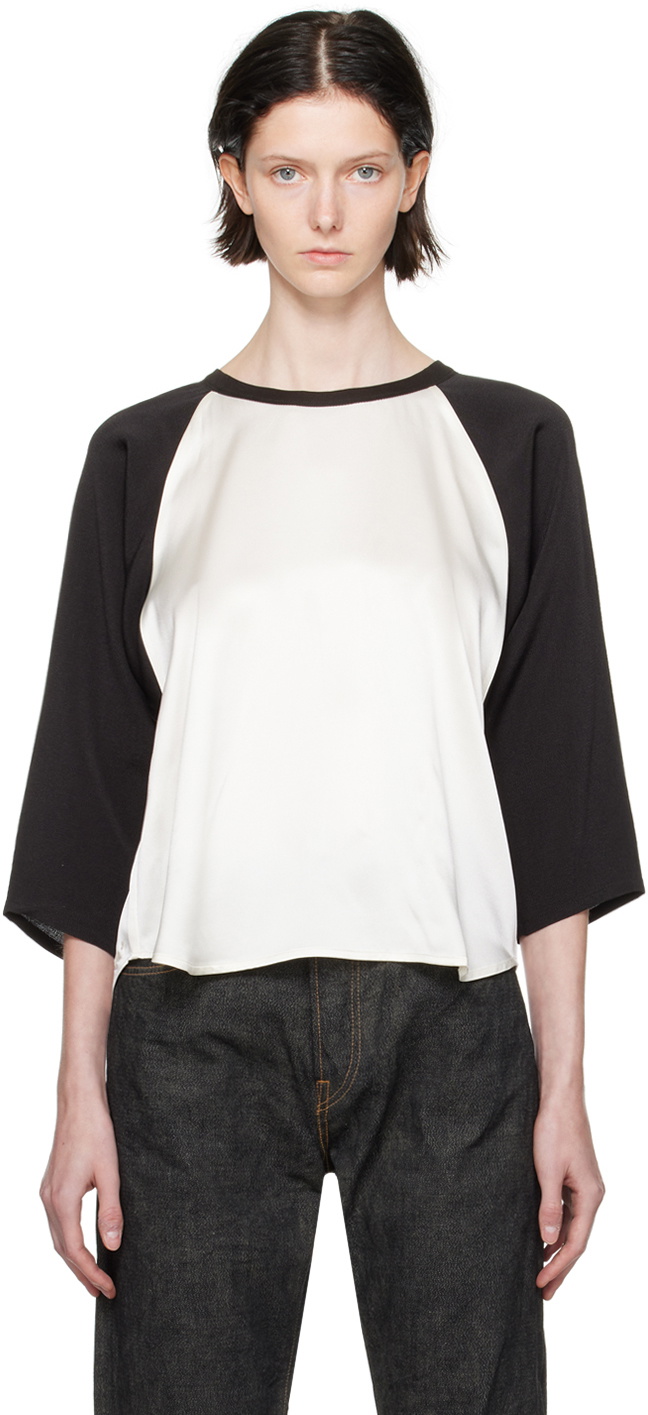 visvim Black & White Paneled Long Sleeve T-Shirt