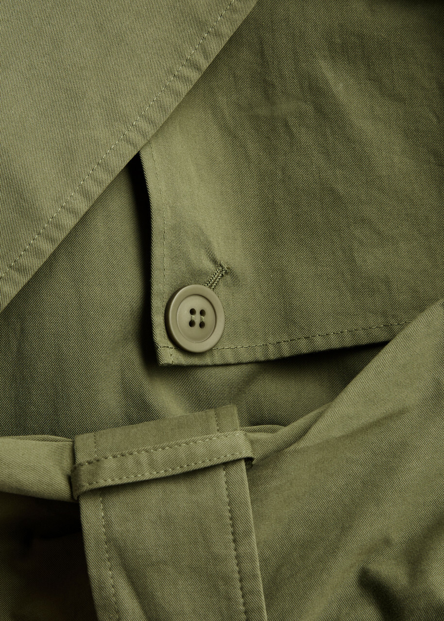 Aexae Double-breasted Cotton Trench Coat Khaki