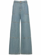 MOSCHINO - Cotton Chambray Wide Pants