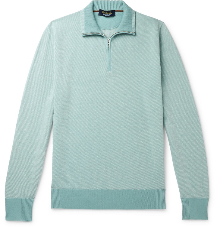 Photo: Loro Piana - Roadster Striped Cashmere Half-Zip Sweater - Green