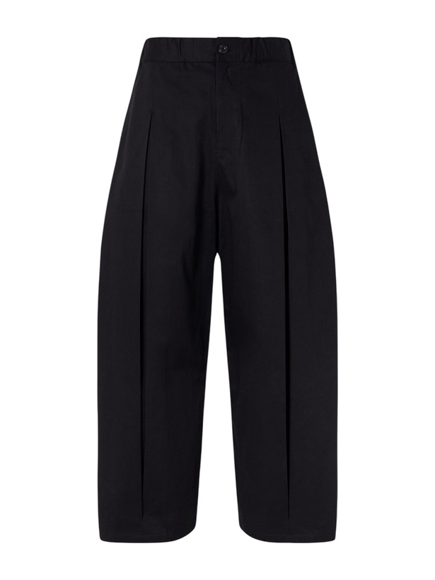 Photo: SAGE NATION - Wide-Leg Pleated Cotton-Drill Trousers - Black