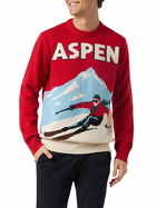 MC2 Saint Barth Man Crewneck Sweater With Aspen Postcard Jacquard
