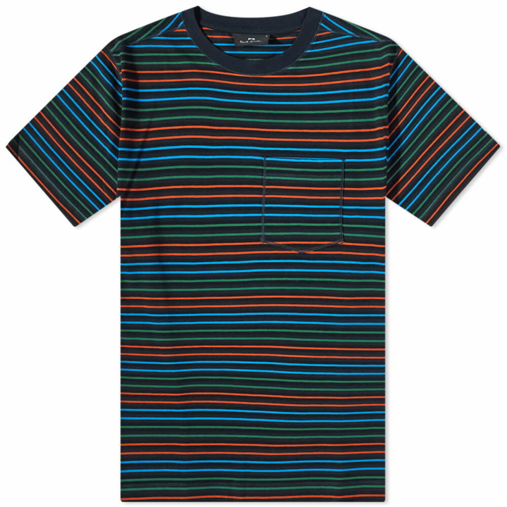 Photo: Paul Smith Men's Fine Stripe T-Shirt in Blue Multi