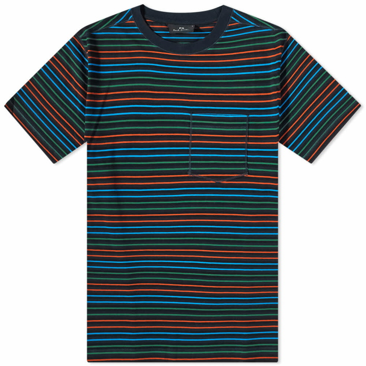 Photo: Paul Smith Men's Fine Stripe T-Shirt in Blue Multi