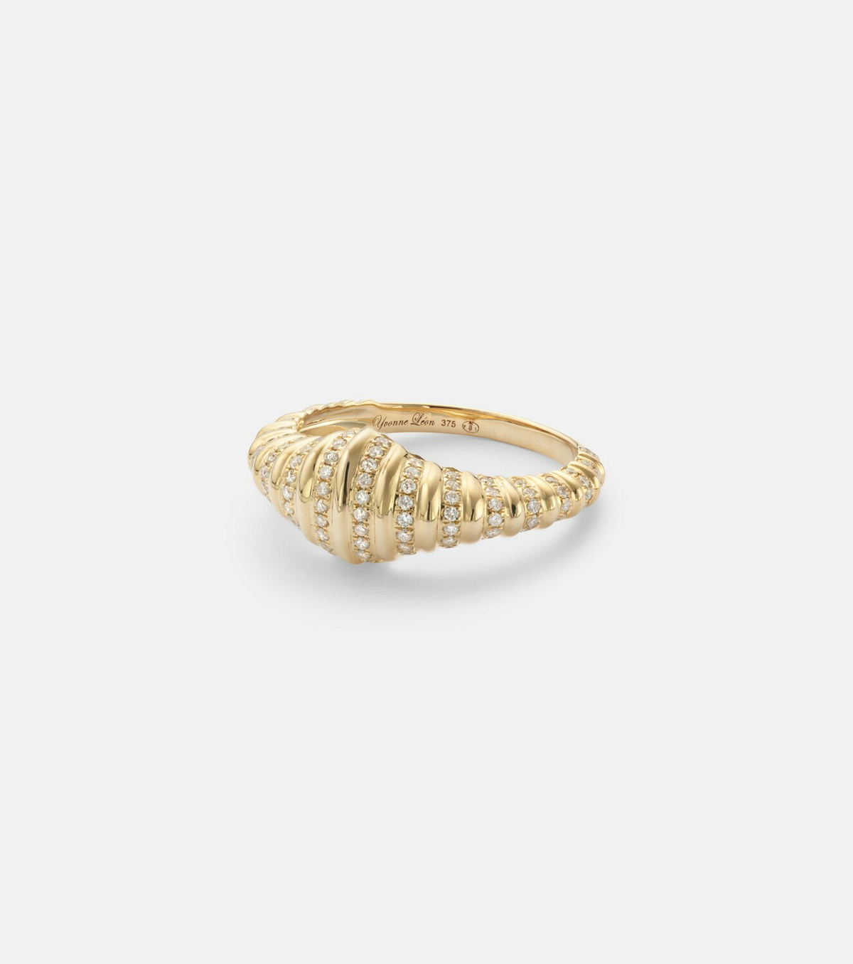 Yvonne Léon Chevalière Nano 9kt gold ring with diamonds