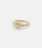 Yvonne Léon Chevalière Nano 9kt gold ring with diamonds