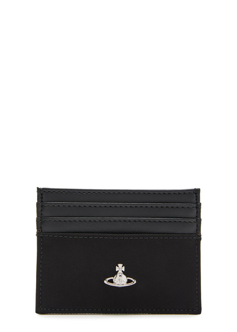 Vivienne Westwood Panelled orb Leather and Twill Card Holder - Black - One Size