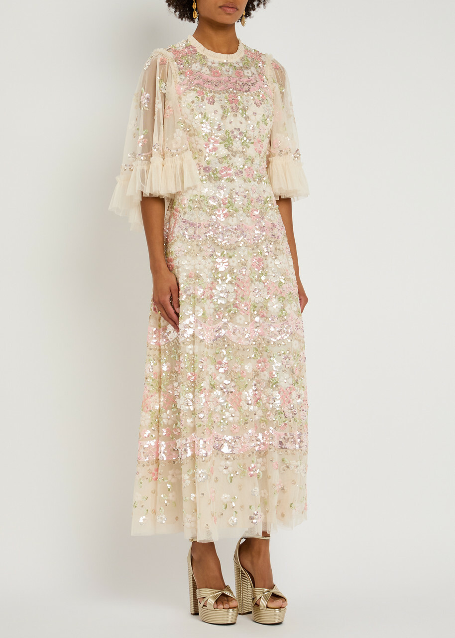 Needle & Thread Garden Delight Embellished Tulle Gown Cream