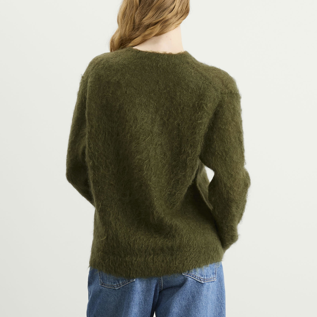 Auralee Women's Mohair Knit Pullover in Olive