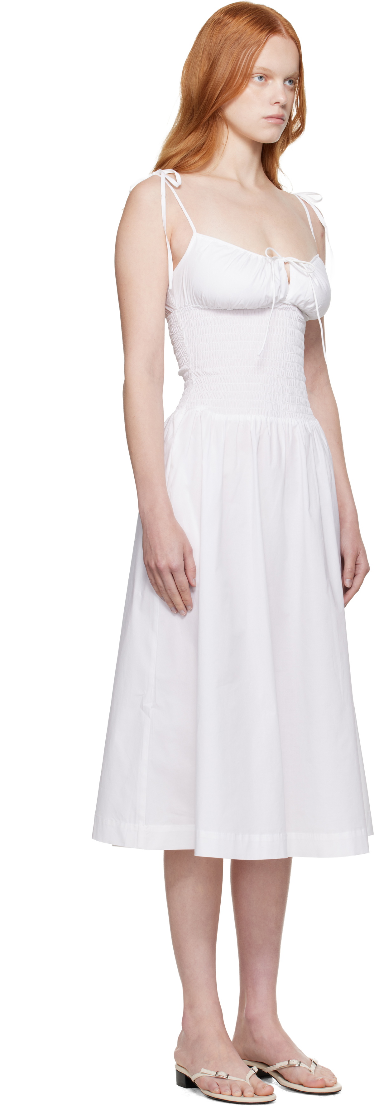 GUIZIO White Lura Midi Dress