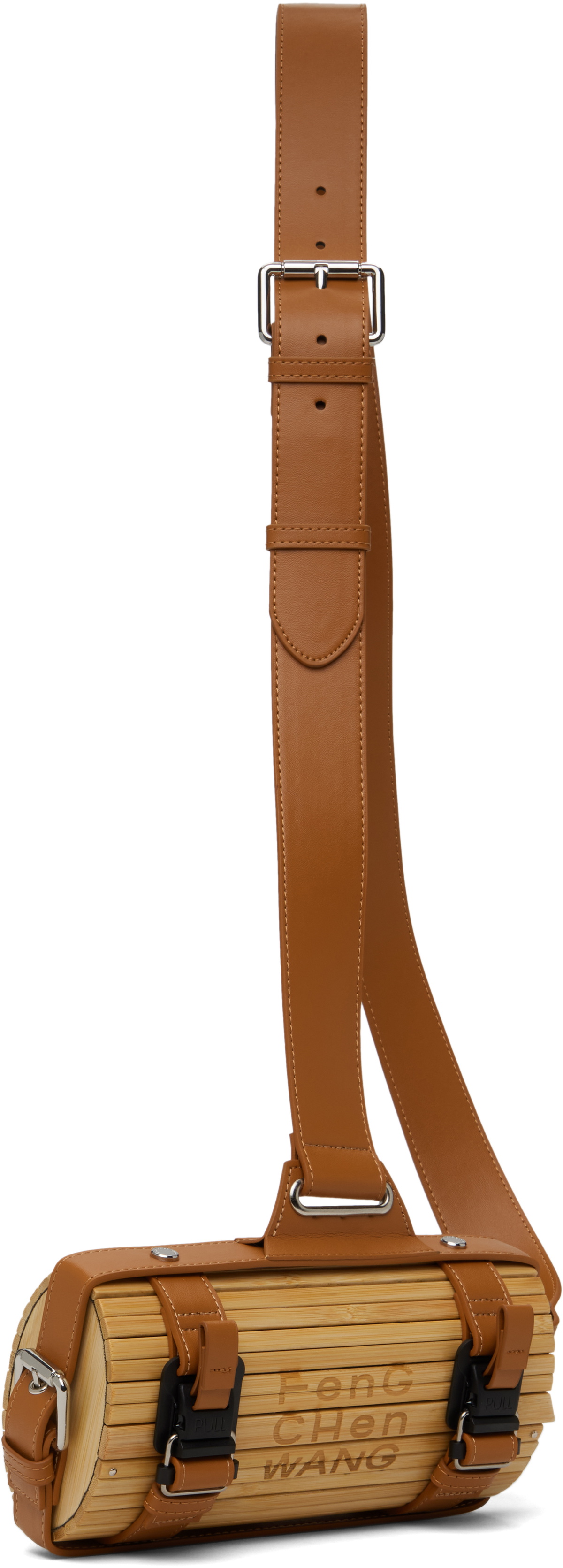 Feng Chen Wang Beige & Brown Bamboo Crossbody Bag