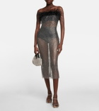 Giuseppe di Morabito Feather-trimmed embellished midi dress
