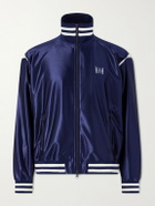 Needles - Logo-Embroidered Striped Satin Track Jacket - Blue