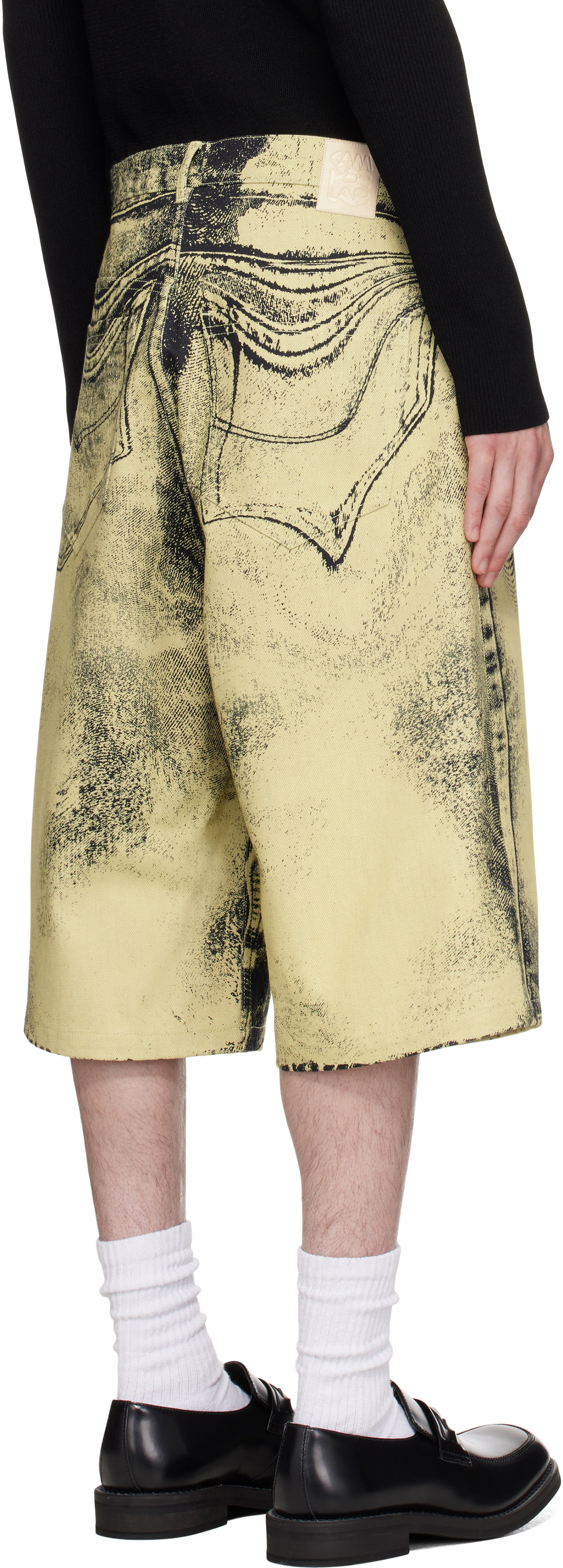 CAMPERLAB Yellow & Black Distorted Denim Shorts