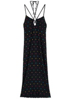 Never Fully Dressed Megan Plissé Printed Chiffon Midi Dress Black