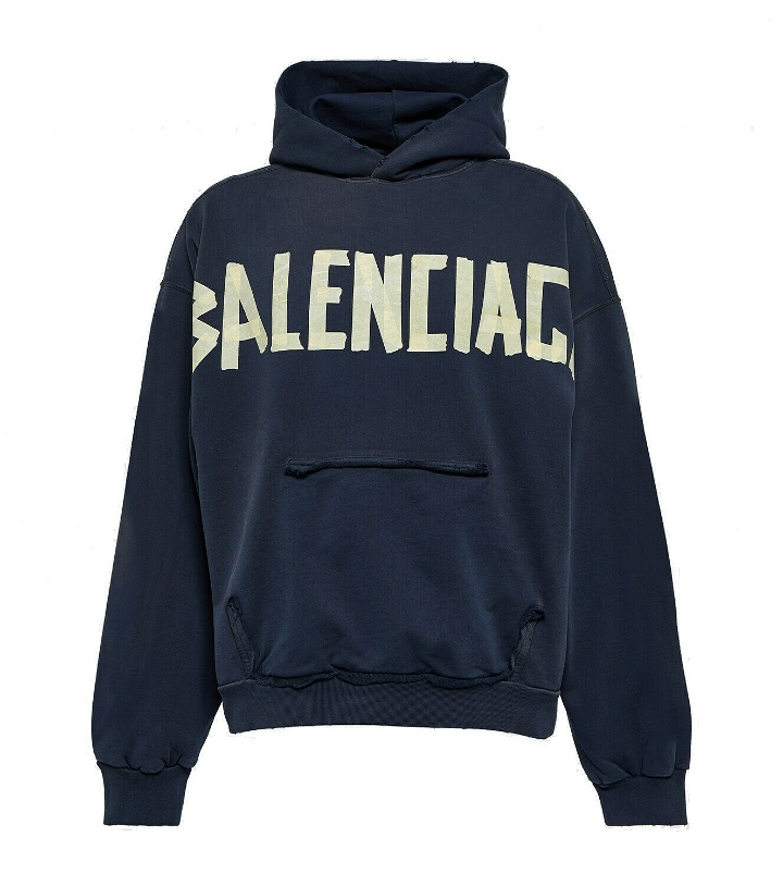Photo: Balenciaga Tape logo cotton jersey hoodie