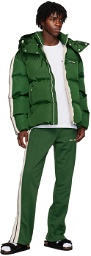 Palm Angels Green Hooded Down Jacket