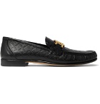 Versace - Horsebit Logo-Embossed Leather Loafers - Black
