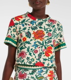La DoubleJ La Scala feather-trimmed cotton T-shirt