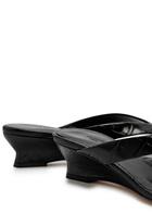 LE Monde Beryl 50 Crocodile-effect Leather Thong Wedge Sandals Black