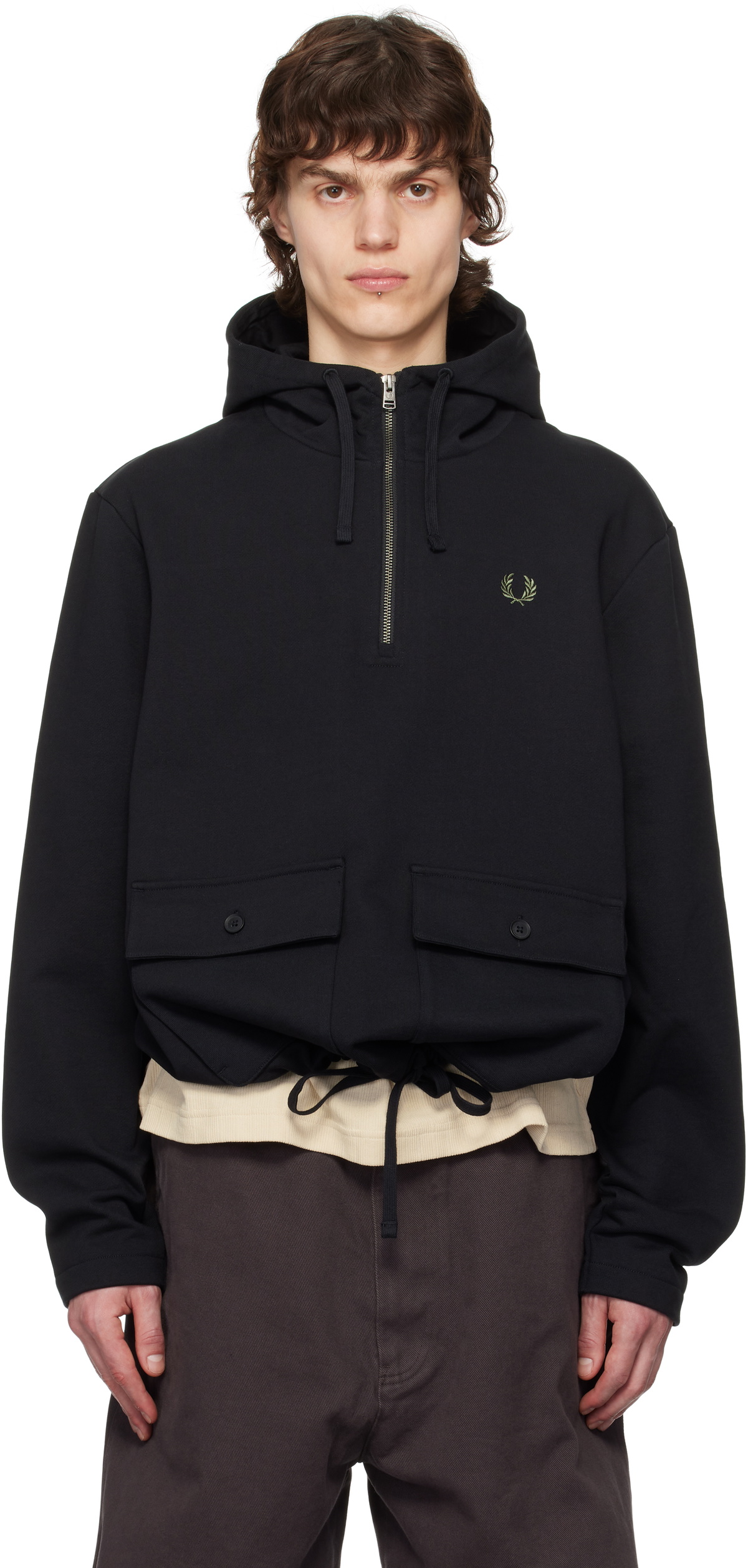 【FRED PERRY】 ★ Heavyweight Pullover Hood Sweatshirt ★ Fred Perry Black Heavyweight Pullover Hoodie Fred Perry