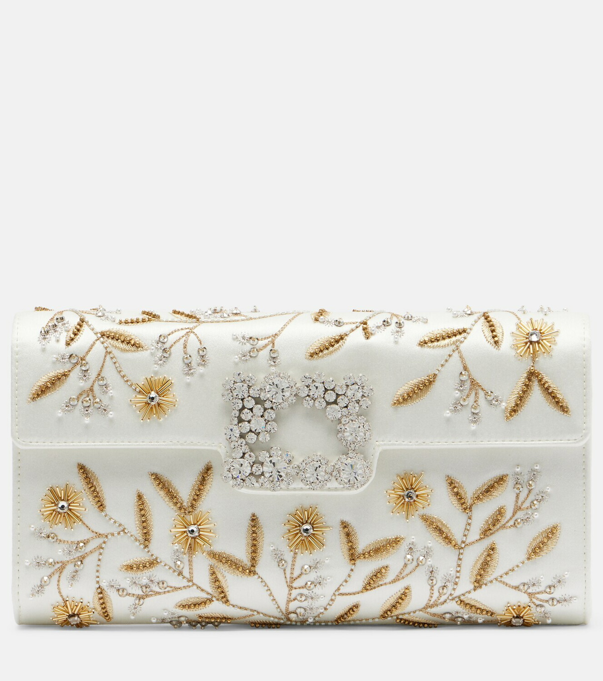 Roger Vivier Efflorescence embellished satin clutch