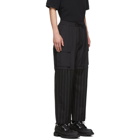 Juun.J Black Half-Pinstripe Cargo Pants