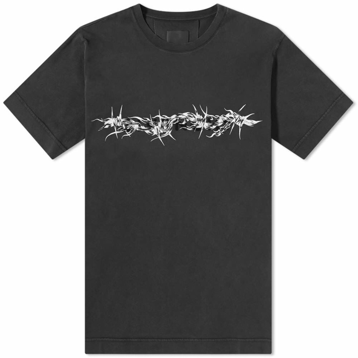 Photo: Givenchy Men's Barbed Wire Tufting Logo T-Shirt in Black