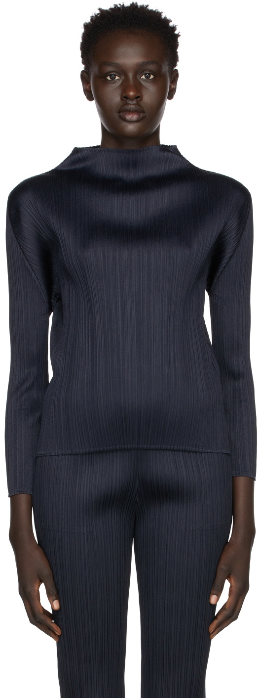 Pleats Please Issey Miyake Navy Monthly Colors November Turtleneck ...