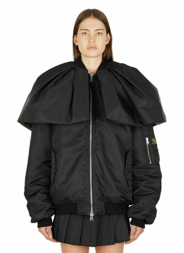 Photo: Couture Drape Bomber Jacket in Black