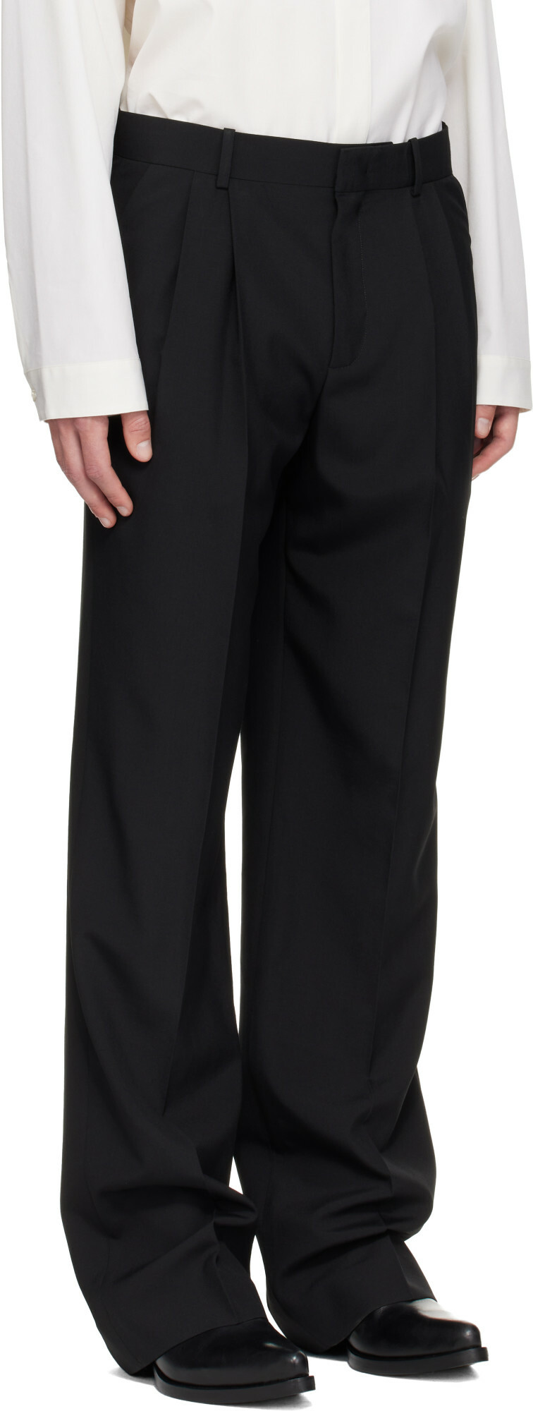 BALMAIN Black Wool Trousers