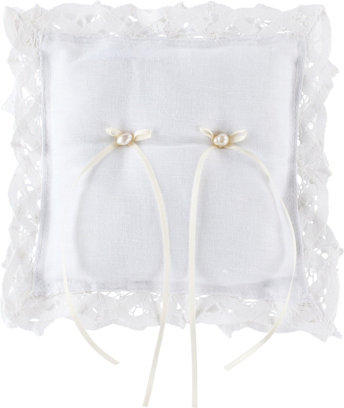 Photo: Gohar World White Battenburg Lace Ring Pillow