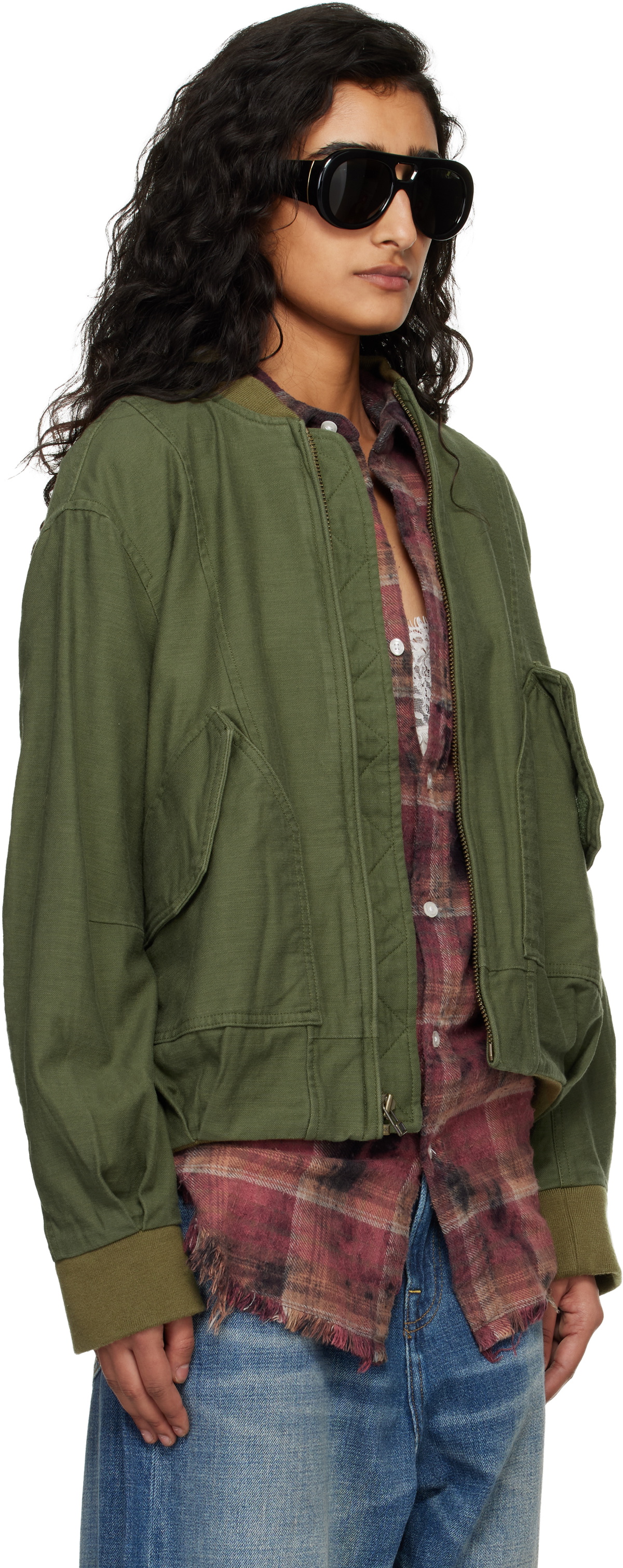 R13 Khaki Bubble Bomber Jacket