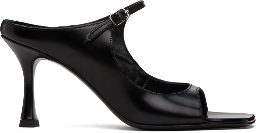 Teurn Studios Black Strappy Leather Heeled Sandals