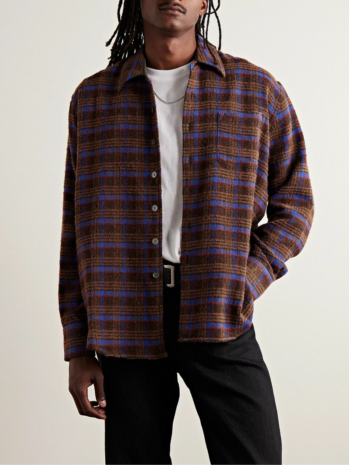 Our Legacy - Above Checked Bouclé Shirt - Brown Our Legacy