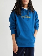 PARADISE - Halo Skull Logo-Embroidered Cotton-Blend Jersey Hoodie - Blue