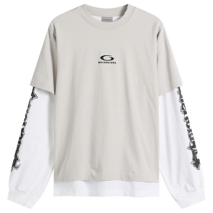 Photo: Balenciaga Men's Metal Merch Double T-Shirt in Light Grey/White