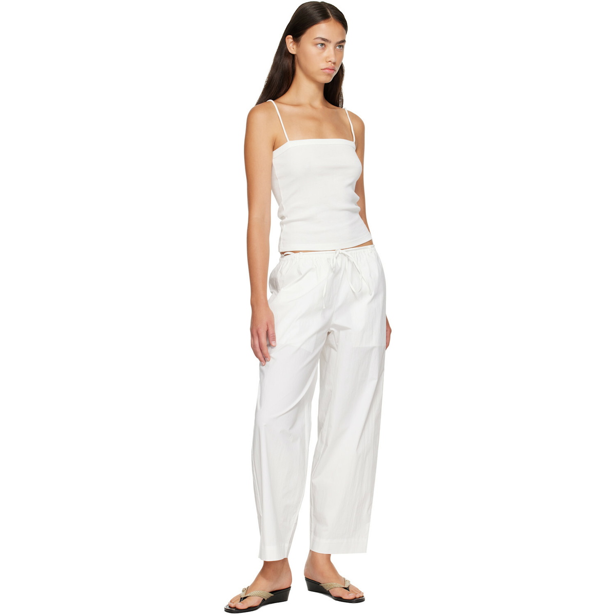 St. Agni White Fine Rouleau Crop Trousers