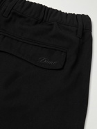 DIME - Straight-Leg Logo-Embroidered Pleated Twill Shorts - Black